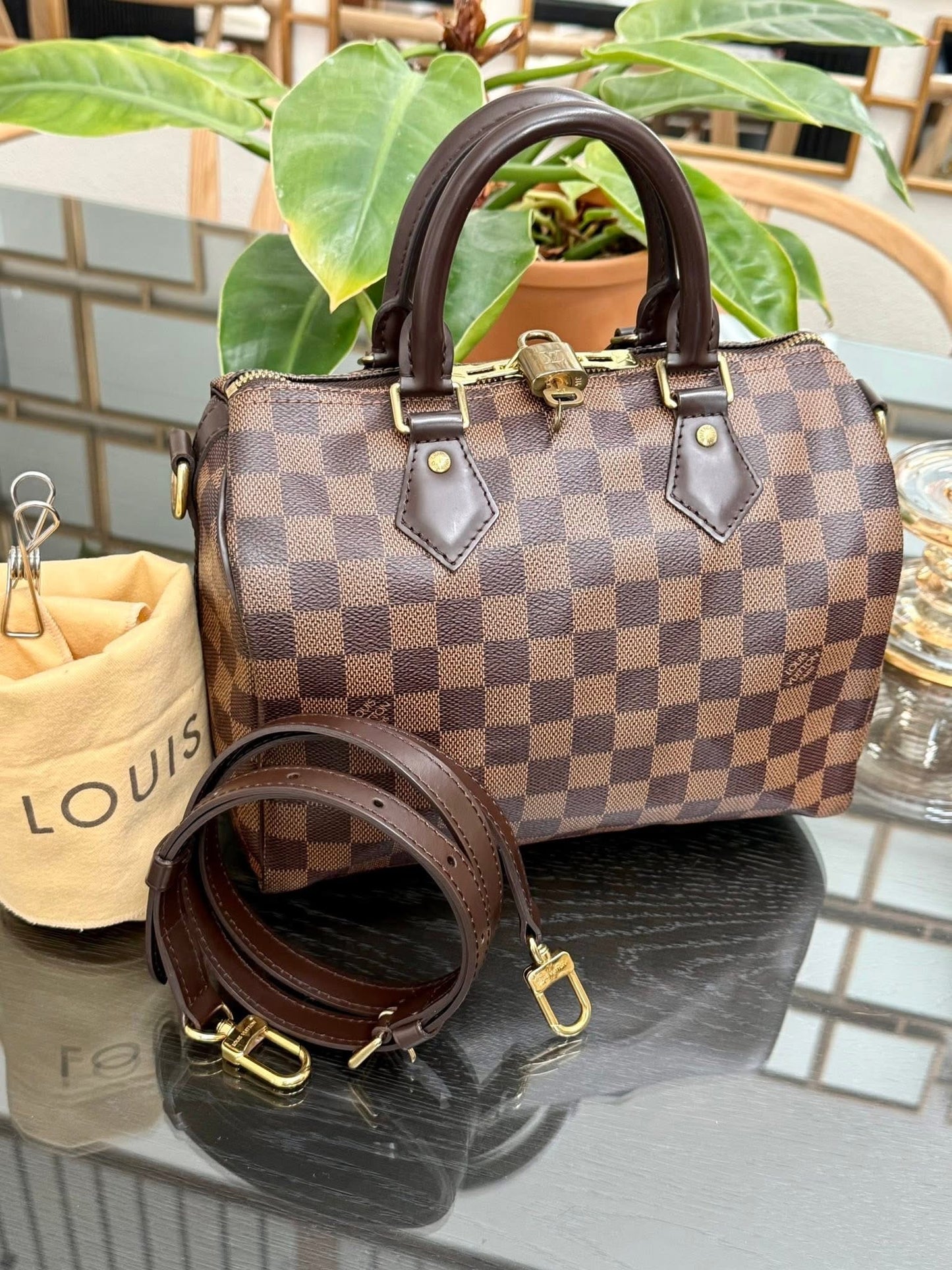 Speedy 25 Bandoulier in DE with Lock 🔐 key, Original Strap, Dustbag and Insert Organizer 🗓️ Year: 2019