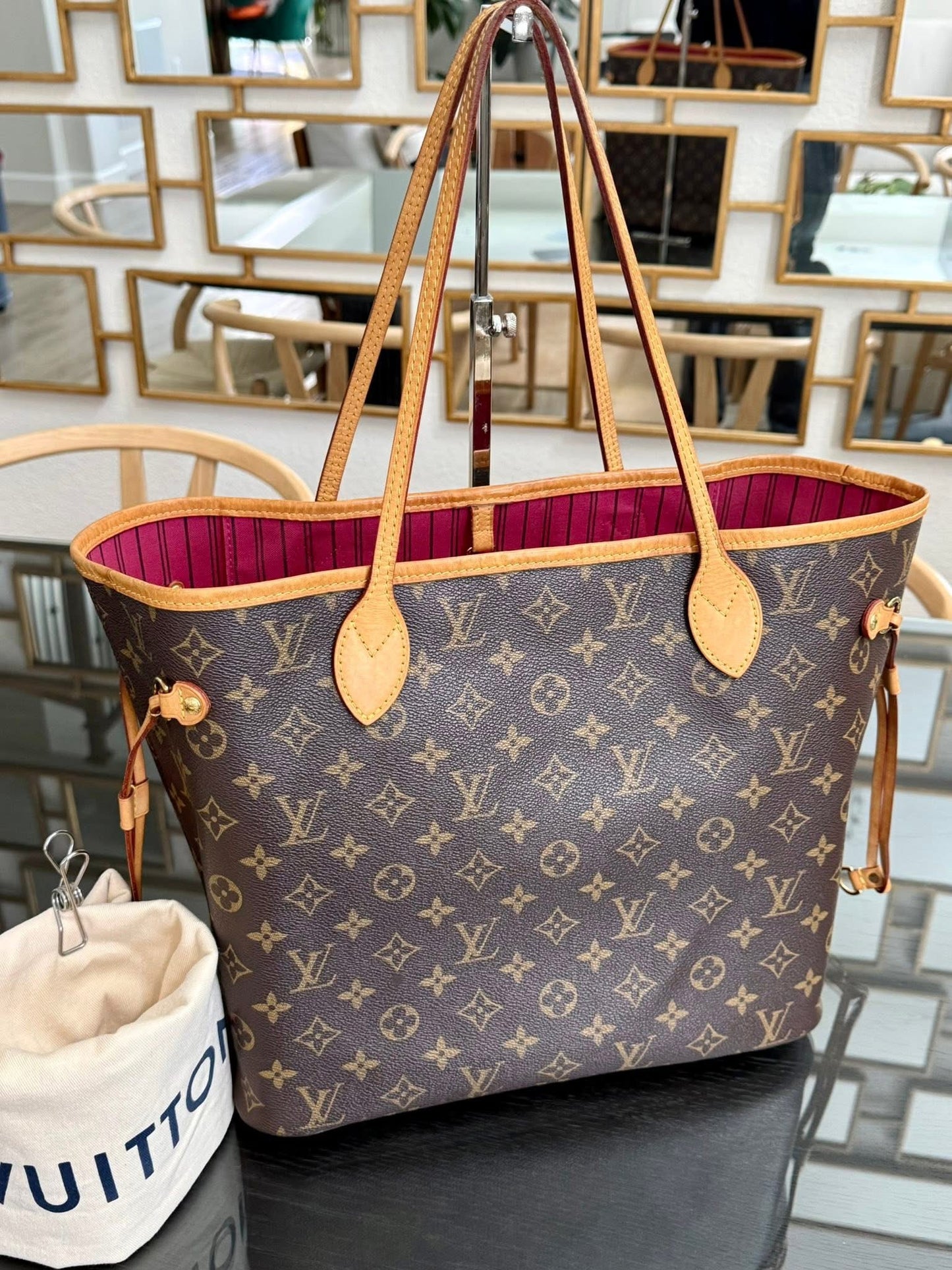 🌺Neverfull MM Monogram in Peony with Dustbag -🗓️ Year: 2016