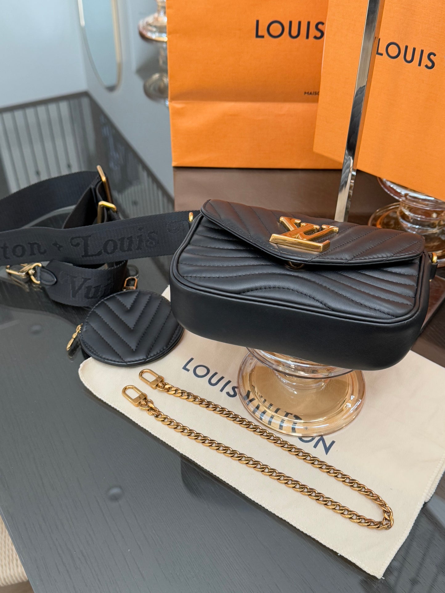 Multi Pochette New Wave Noir with Box, Dustbag and Paper bag -Microchip & Authenticed