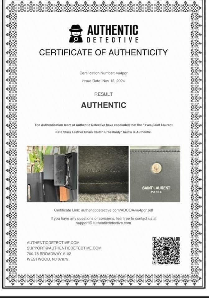 Kate Stars Calfskin Leather Chain Clutch Crossbody 📦 With Box, Dustbag, Cards, and Paper Bag