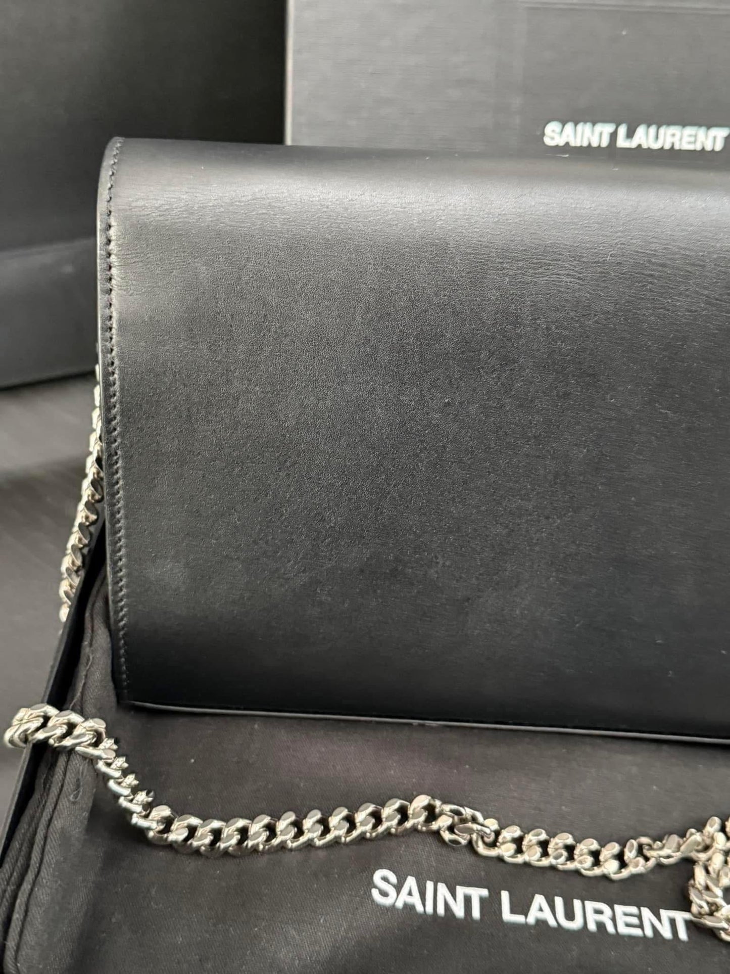 Kate Stars Calfskin Leather Chain Clutch Crossbody 📦 With Box, Dustbag, Cards, and Paper Bag