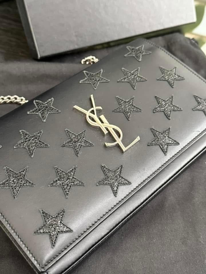 Kate Stars Calfskin Leather Chain Clutch Crossbody 📦 With Box, Dustbag, Cards, and Paper Bag