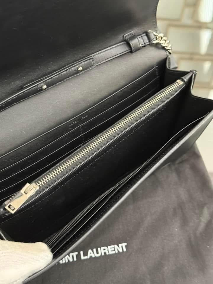 Kate Stars Calfskin Leather Chain Clutch Crossbody 📦 With Box, Dustbag, Cards, and Paper Bag