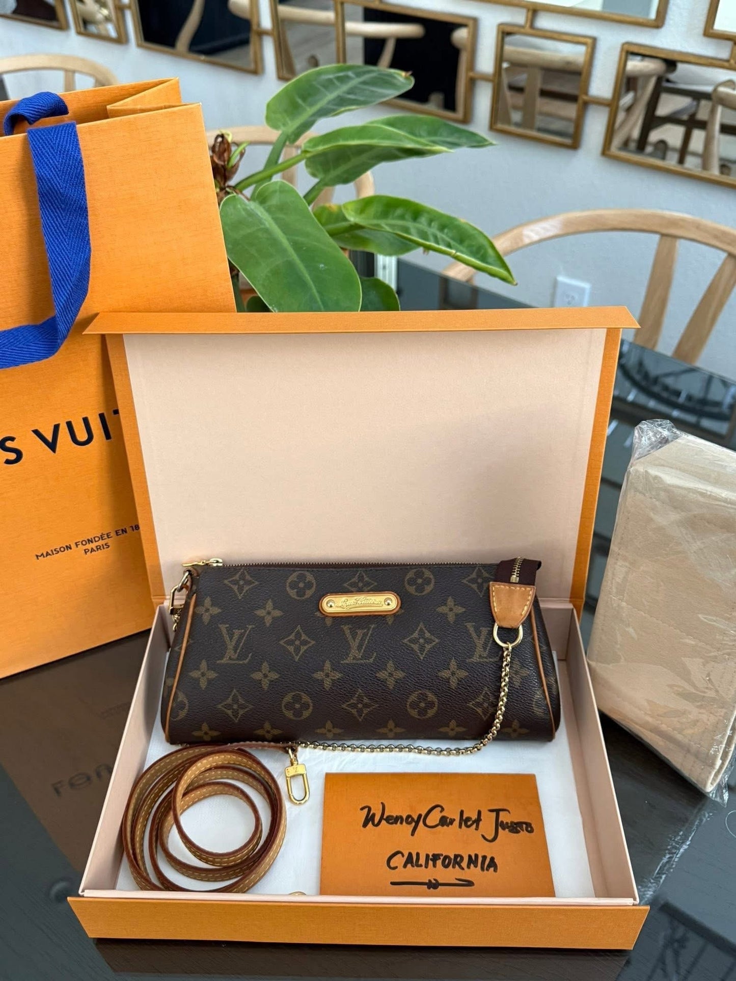 Eva Clutch in Monogram with Original Strap, Insert Organizer, Box and Paper bag 🗓️ Year: 2010