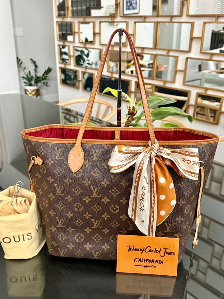 Neverfull MM Monogram in Cerise with Dustbag and Non branded Twilly🌺 📅 Year: 2014
