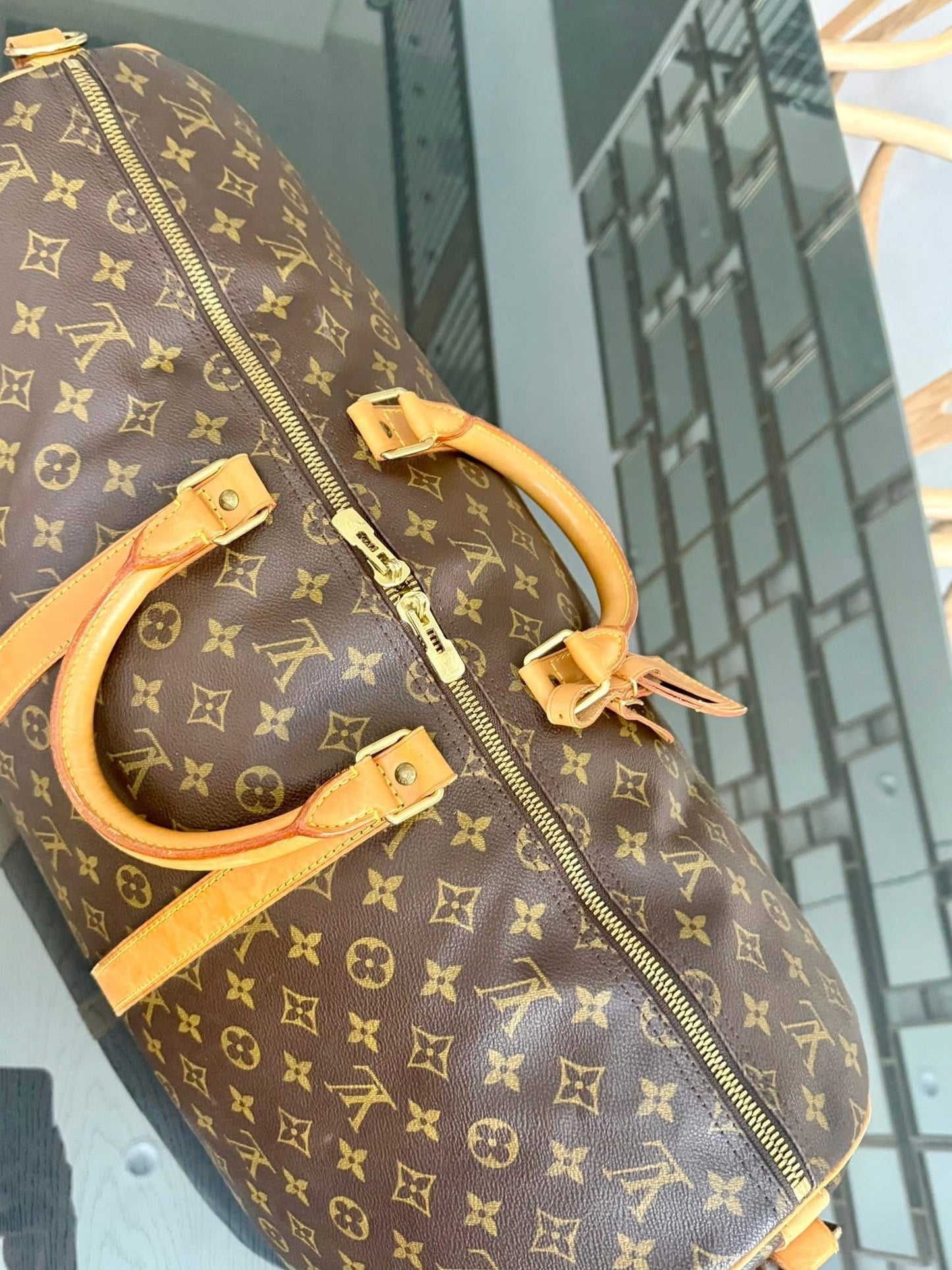 Keepall 55 Bandoulier with Original Strap, Luggage tag and Poignet 🗓️ Year: 1996