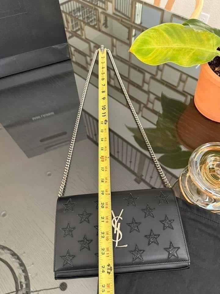 Kate Stars Calfskin Leather Chain Clutch Crossbody 📦 With Box, Dustbag, Cards, and Paper Bag