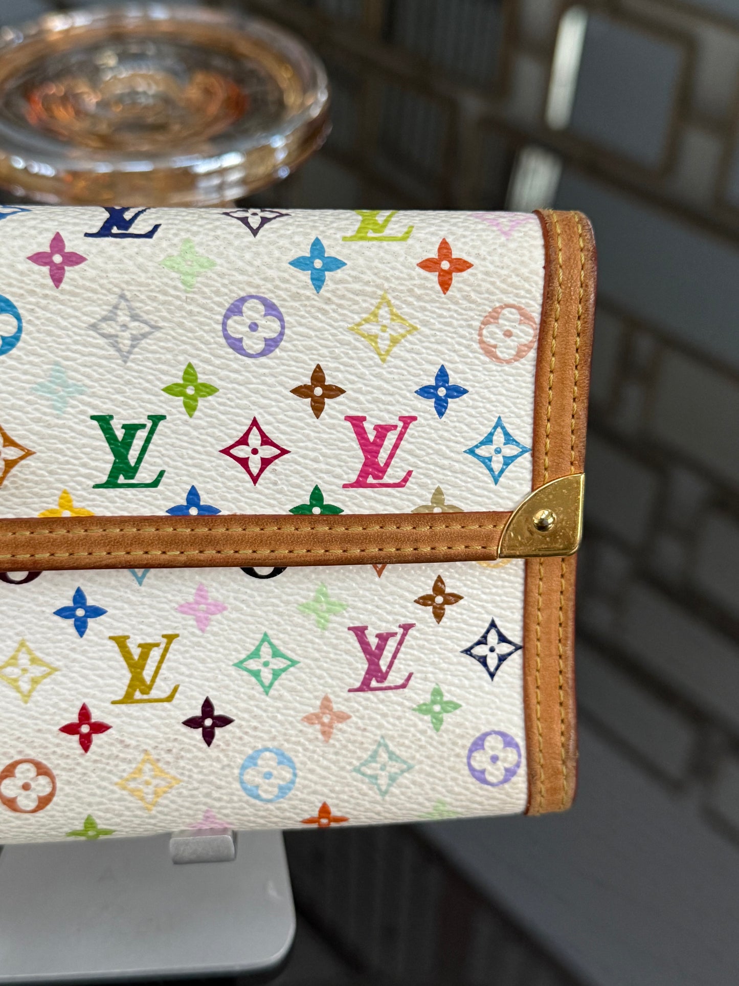 Multicolor International Wallet in White with Box , Dustbag and Paper bag Year: 2006