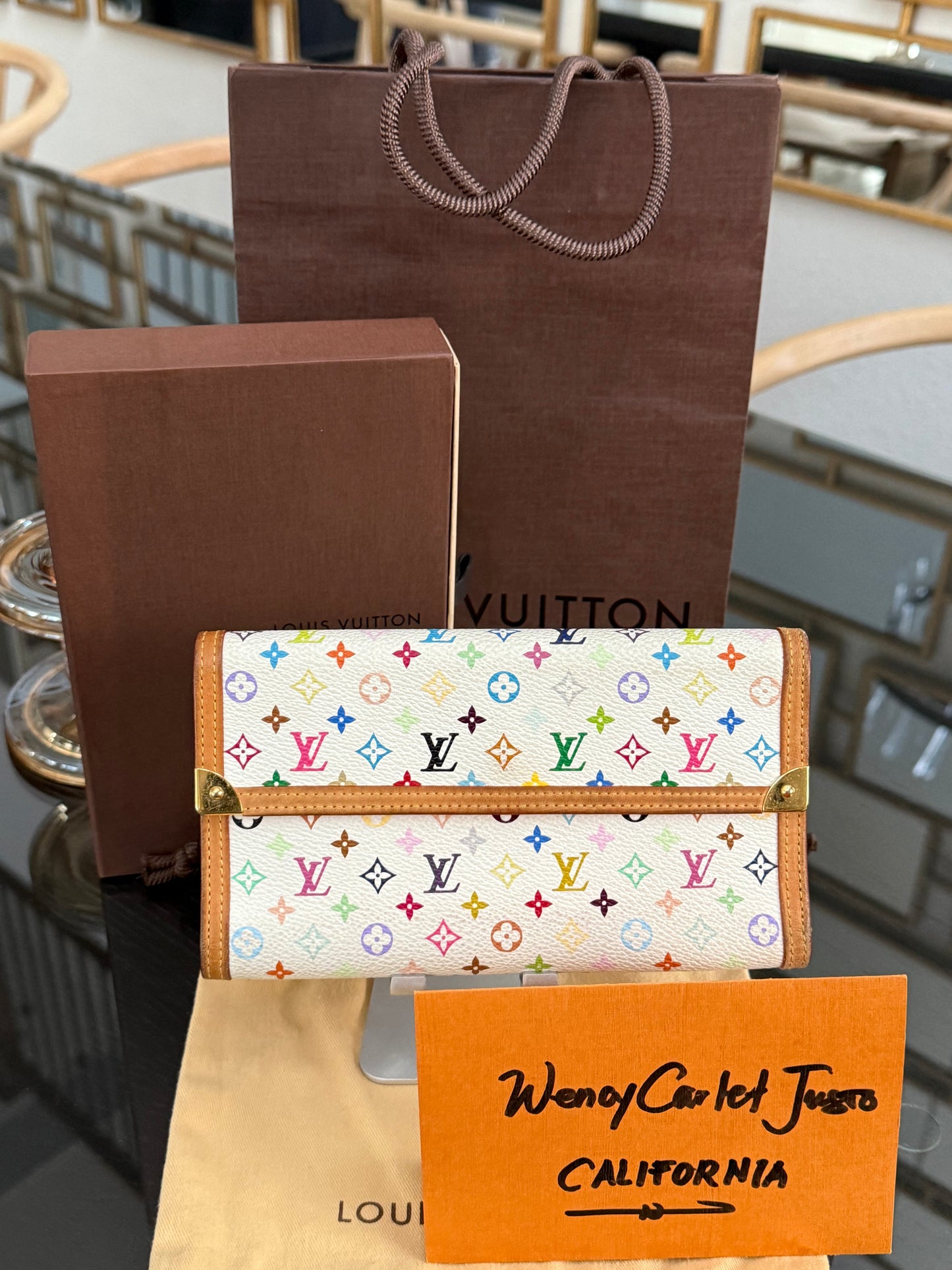 Multicolor International Wallet in White with Box , Dustbag and Paper bag Year: 2006