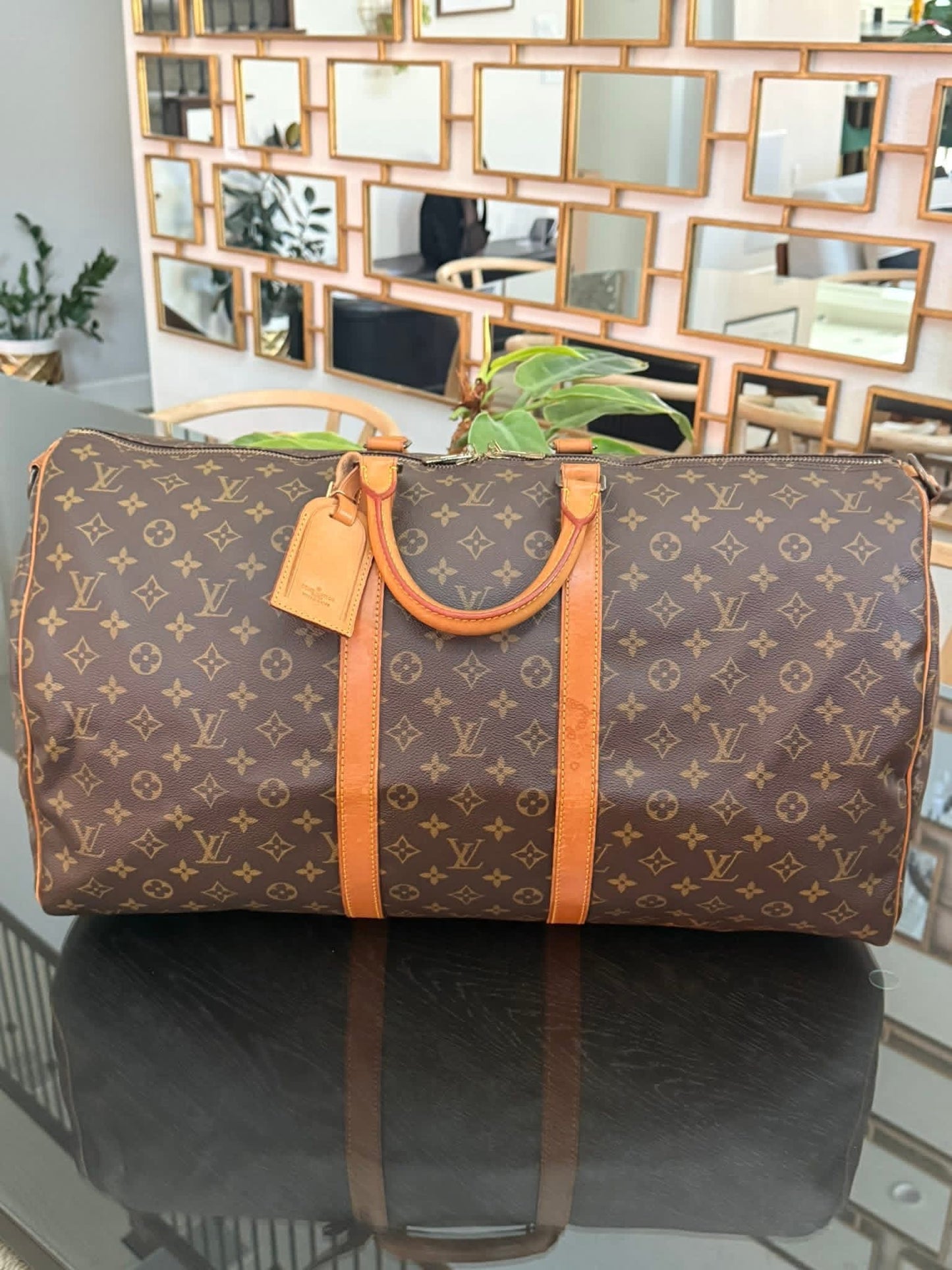 Keepall 55 Bandoulier with Original Strap, Luggage tag and Poignet 🗓️ Year: 1988