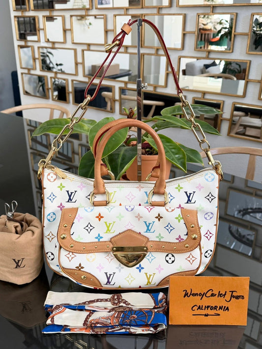 Murakami / Multicolor White Rita with Original Shoulder Strap, Dustbag, Non branded Twilly Set and Insert Organizer 📅 Year: 2008