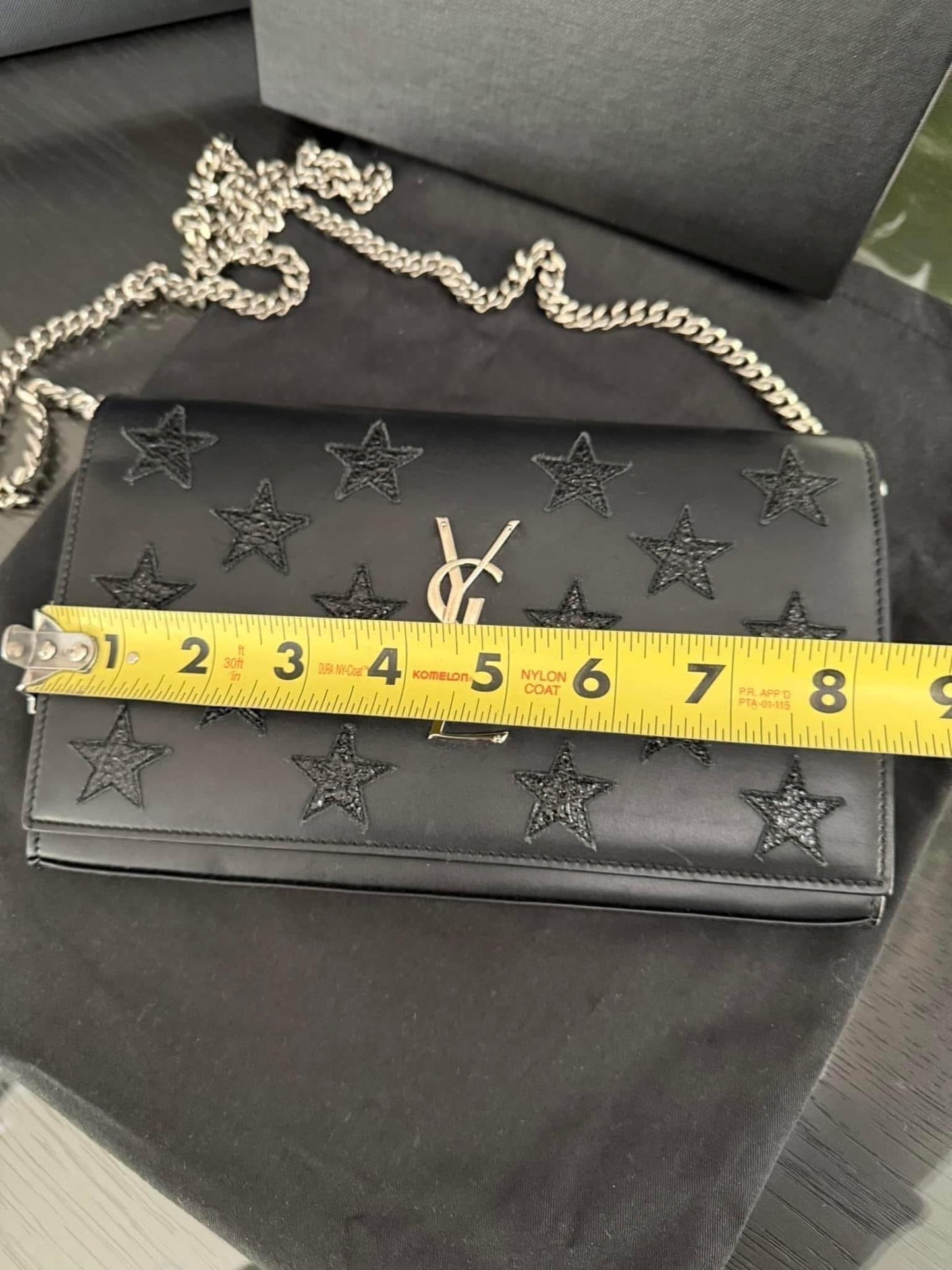 Kate Stars Calfskin Leather Chain Clutch Crossbody 📦 With Box, Dustbag, Cards, and Paper Bag