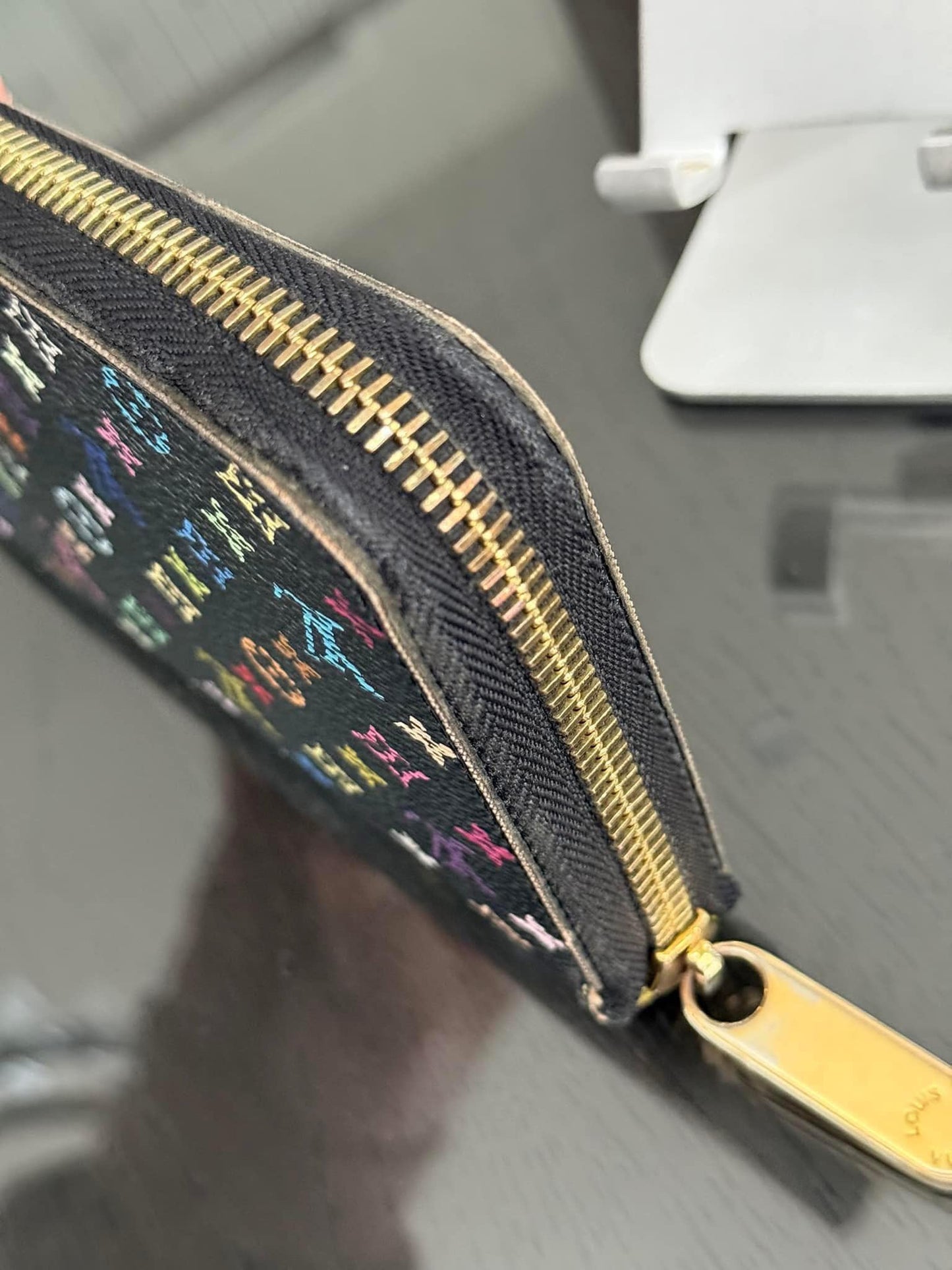 Multicolor Zippy Long Wallet in Black with Box , Dustbag and Paper bag Year: 2010