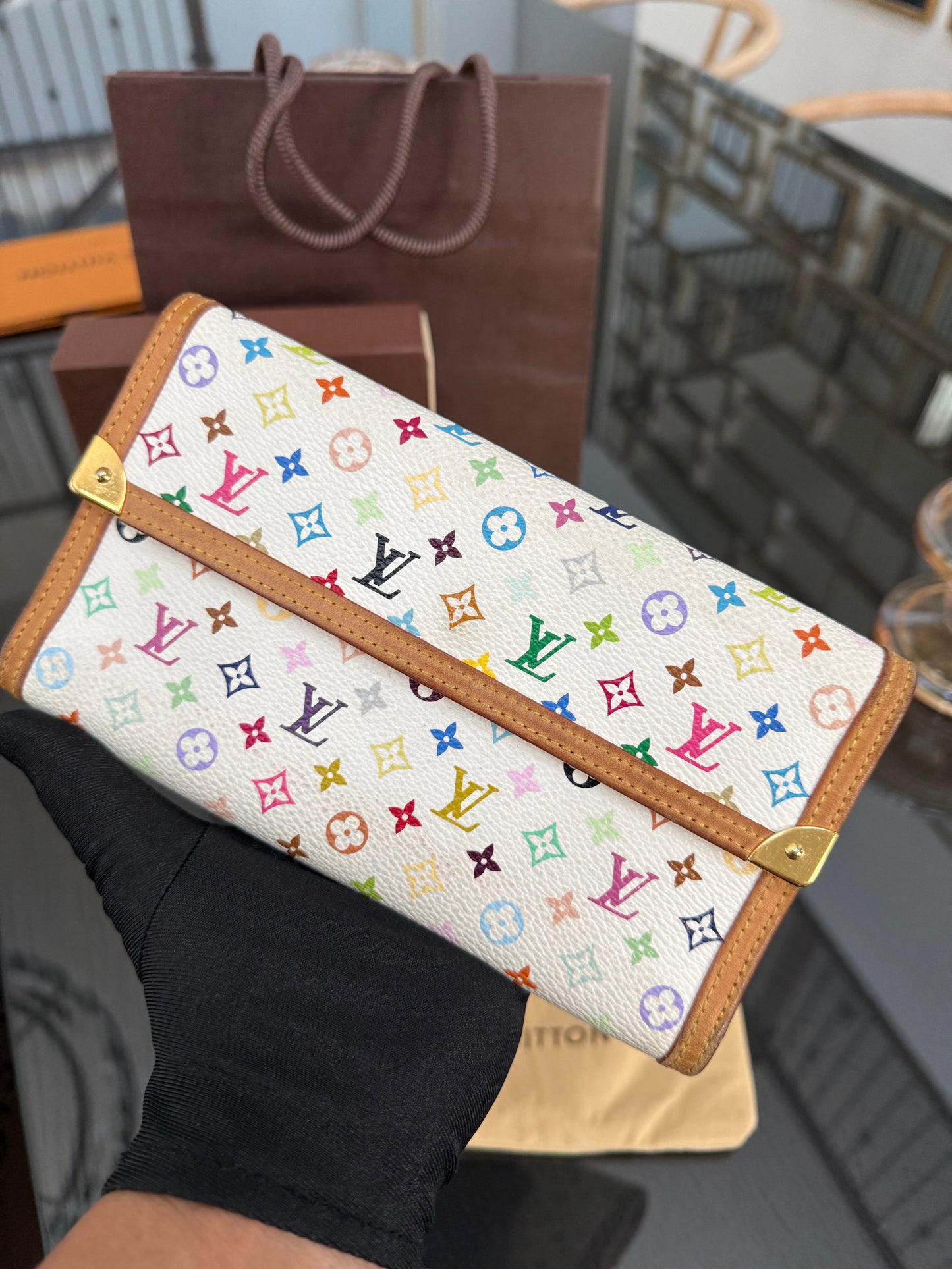 Multicolor International Wallet in White with Box , Dustbag and Paper bag Year: 2006