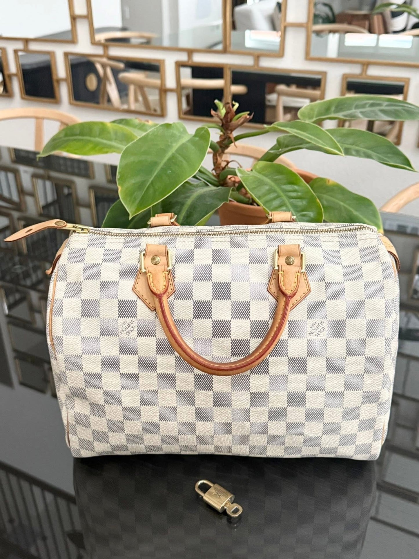 Speedy 30 in Damier Azur with lock 🔐 key, Insert Organizer and Non branded twilly -🗓️ Year 2010
