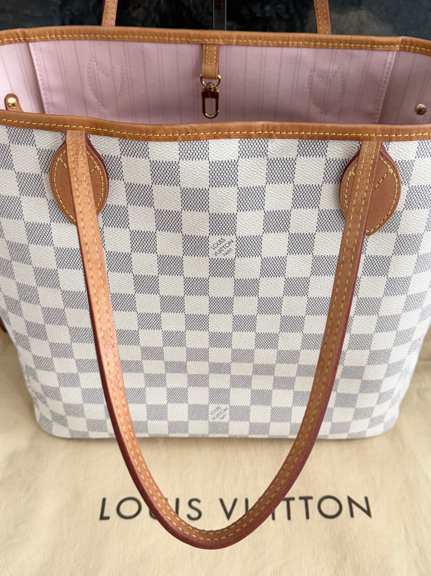 Neverfull MM Azur in Rose Ballerine with Dustbag -Year: 2018