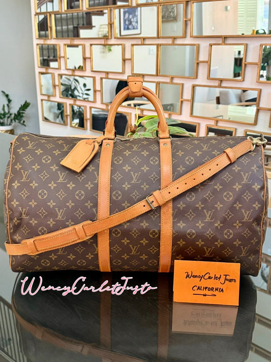 Keepall 55 Bandoulier with Original Strap, Luggage tag and Poignet 🗓️ Year: 1988