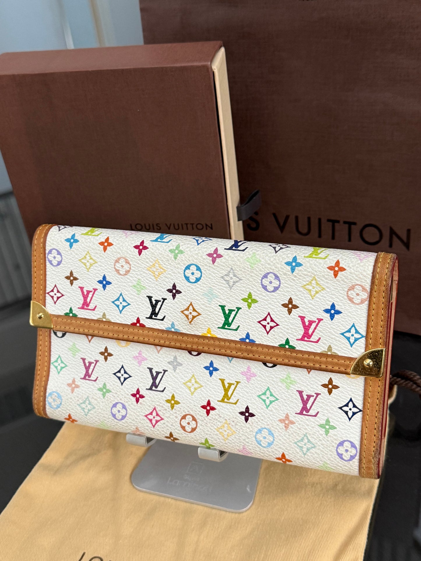Multicolor International Wallet in White with Box , Dustbag and Paper bag Year: 2006