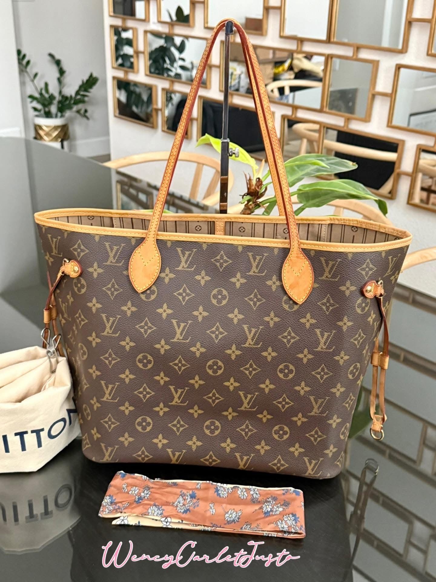 Neverfull MM Monogram with Dustbag and Non branded Twilly🌺 📅 Year: 2011