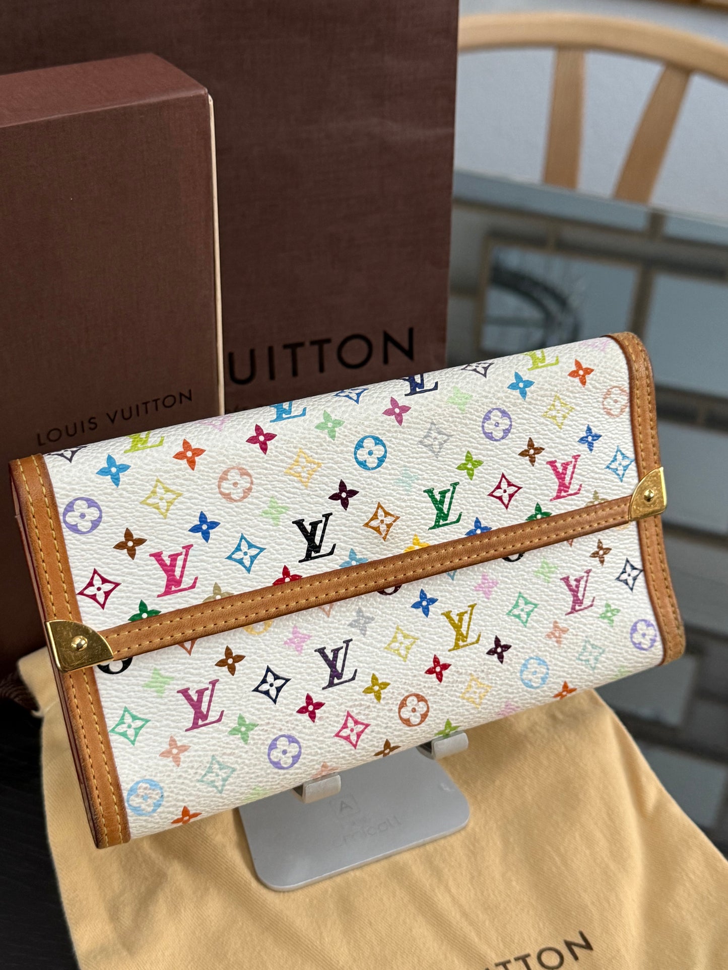 Multicolor International Wallet in White with Box , Dustbag and Paper bag Year: 2006
