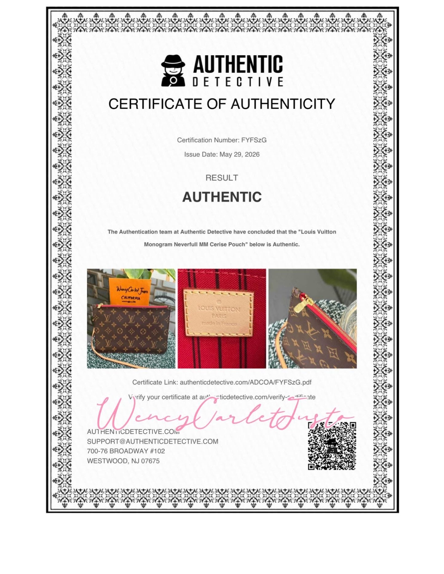 Neverfull MM/GM Pouch in Cerise 🗓️Microchip & Authenticated