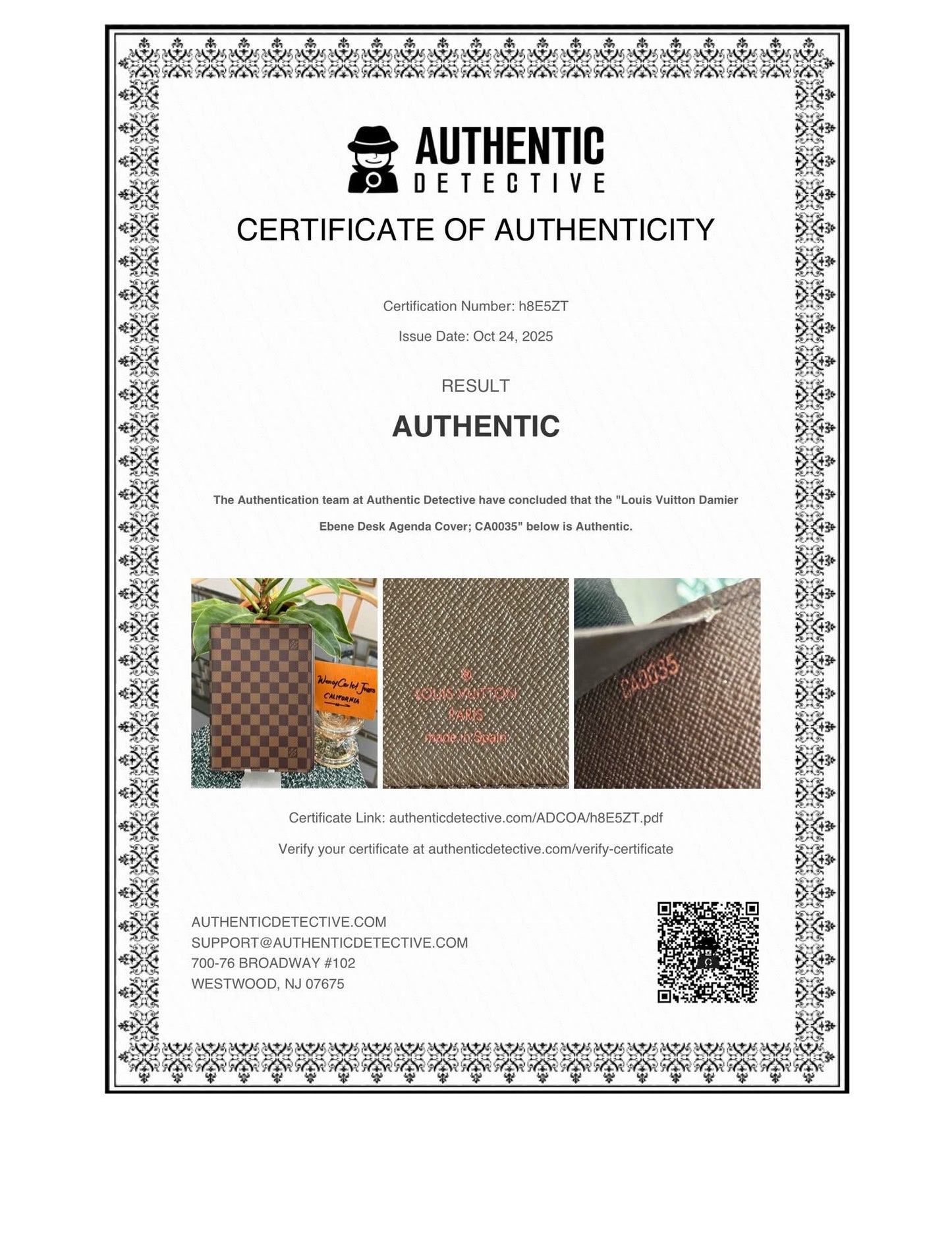 Damier Ebene Desk Agenda Cover 
🗓️ Year: 2005