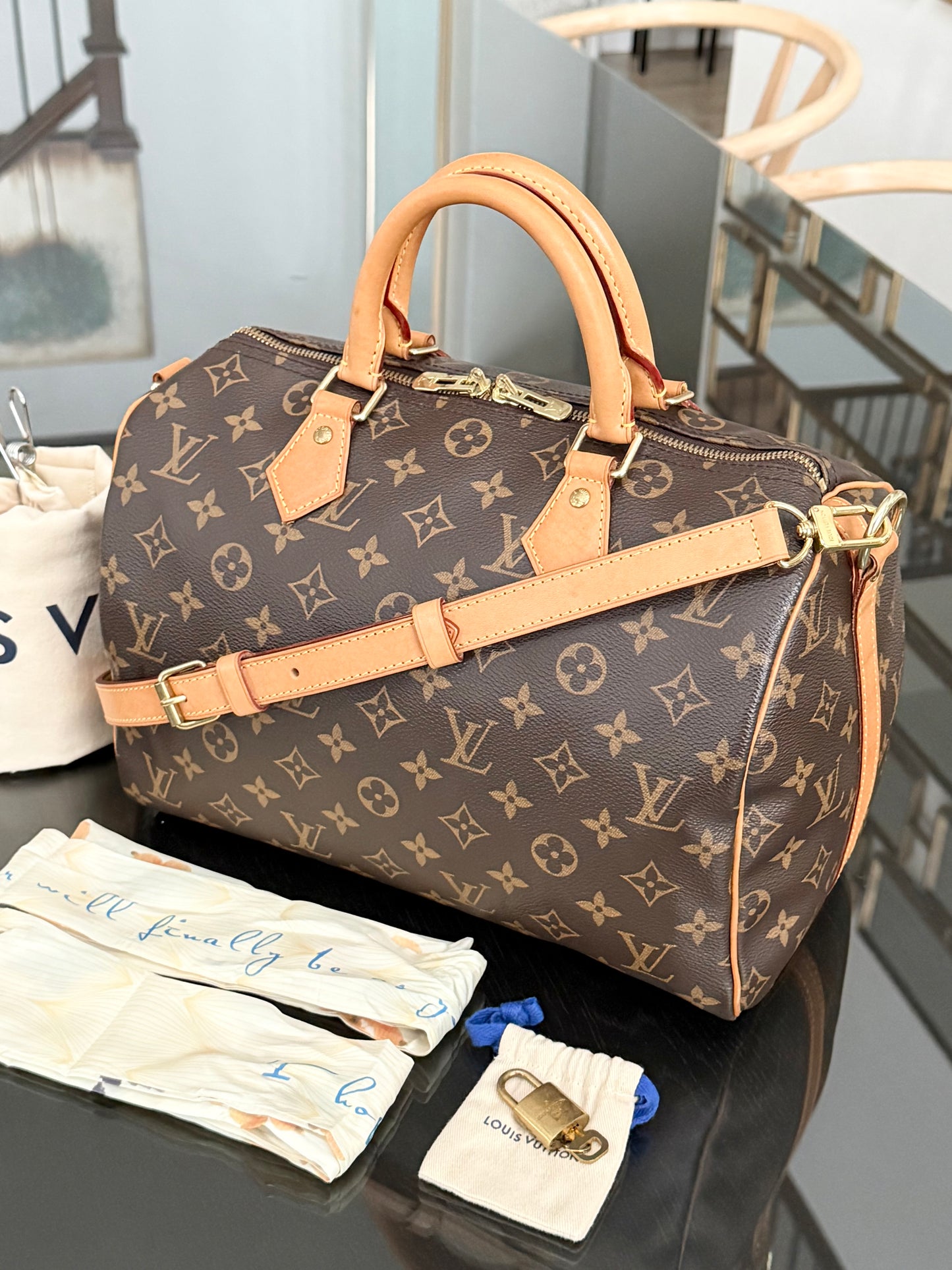 Speedy 30 Bandoulier in Monogram with 🔐 lock, Key and Dustbag -🗓️ Year: 2017