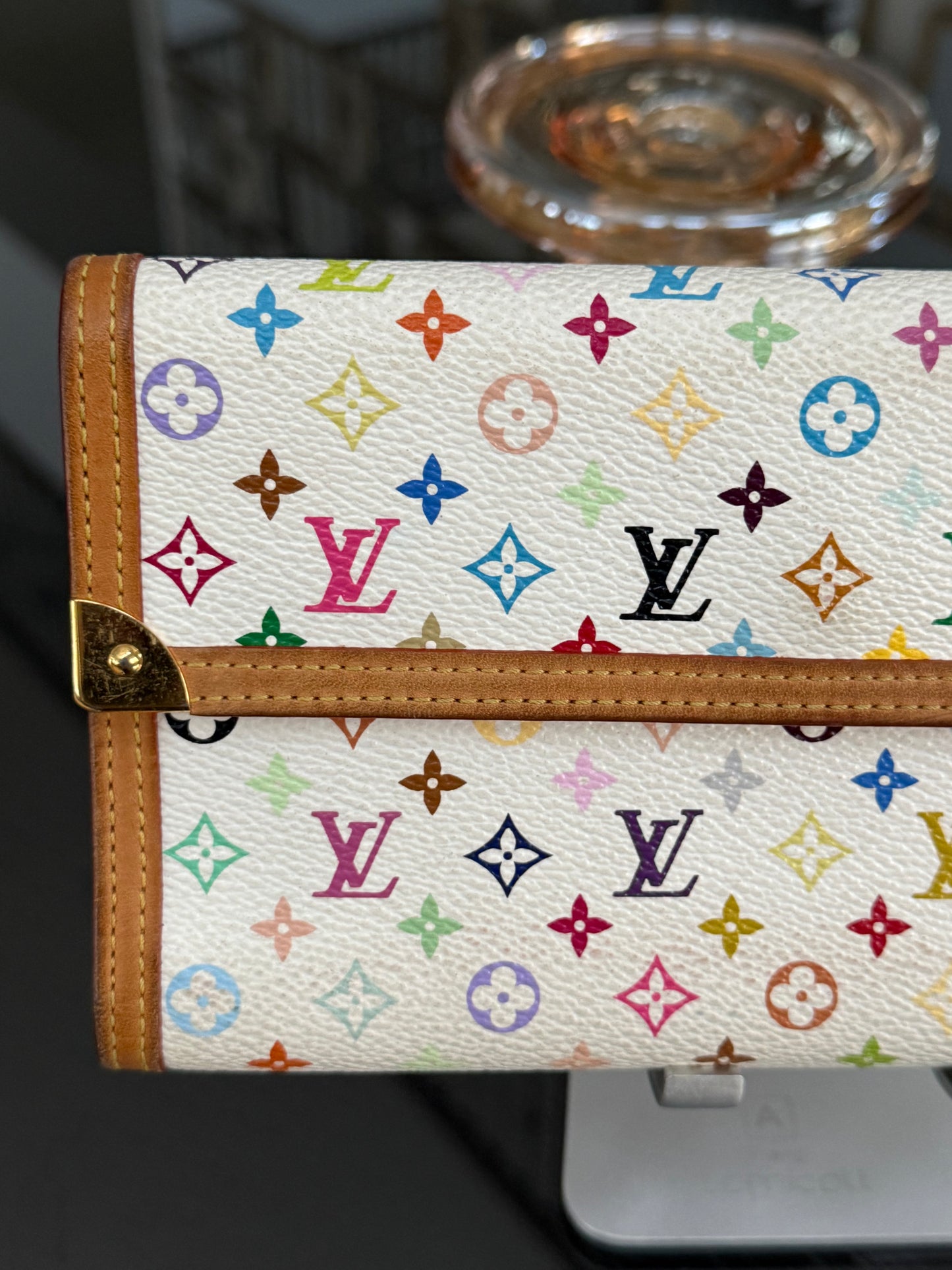 Multicolor International Wallet in White with Box , Dustbag and Paper bag Year: 2006