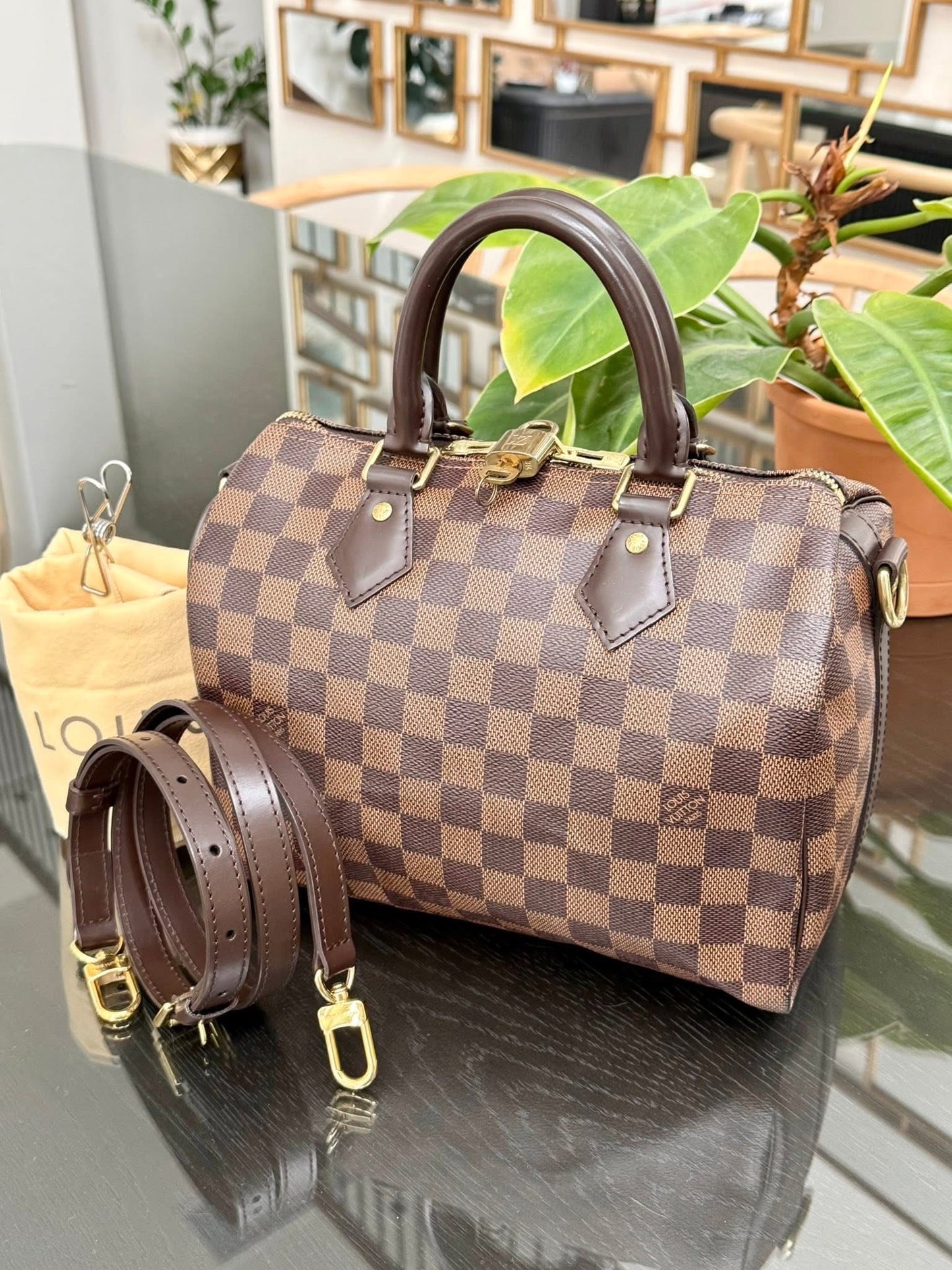 Speedy 25 Bandoulier in DE with Lock 🔐 key, Original Strap, Dustbag and Insert Organizer 🗓️ Year: 2019