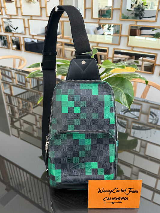 Avenue Sling Damier Graphite Green Pixel with Dustbag -Year 2018