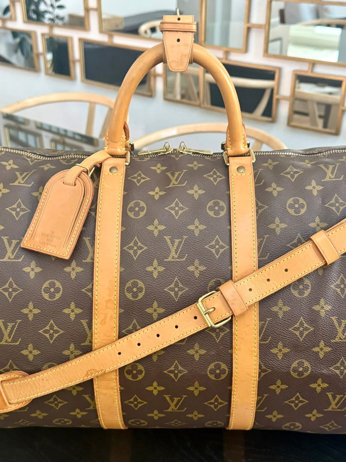 Keepall 55 Bandoulier with Original Strap, Luggage tag and Poignet 🗓️ Year: 1996