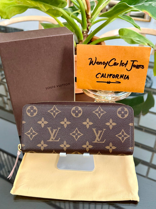 Clemence Wallet in Rose Ballerine Monogram with Dustbag and Box 📅 Microchipped