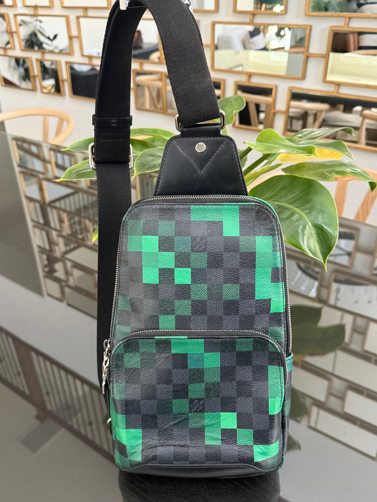 Avenue Sling Damier Graphite Green Pixel with Dustbag -Year 2018