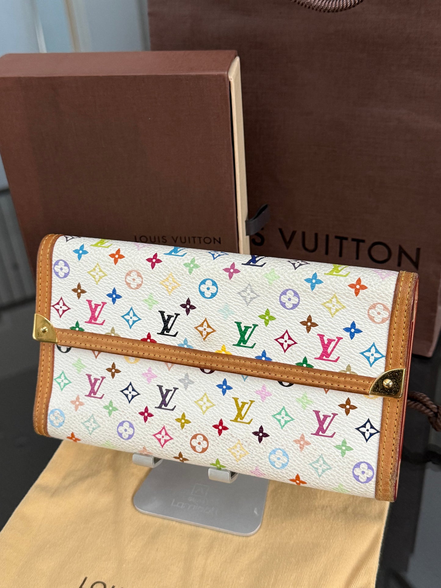 Multicolor International Wallet in White with Box , Dustbag and Paper bag Year: 2006