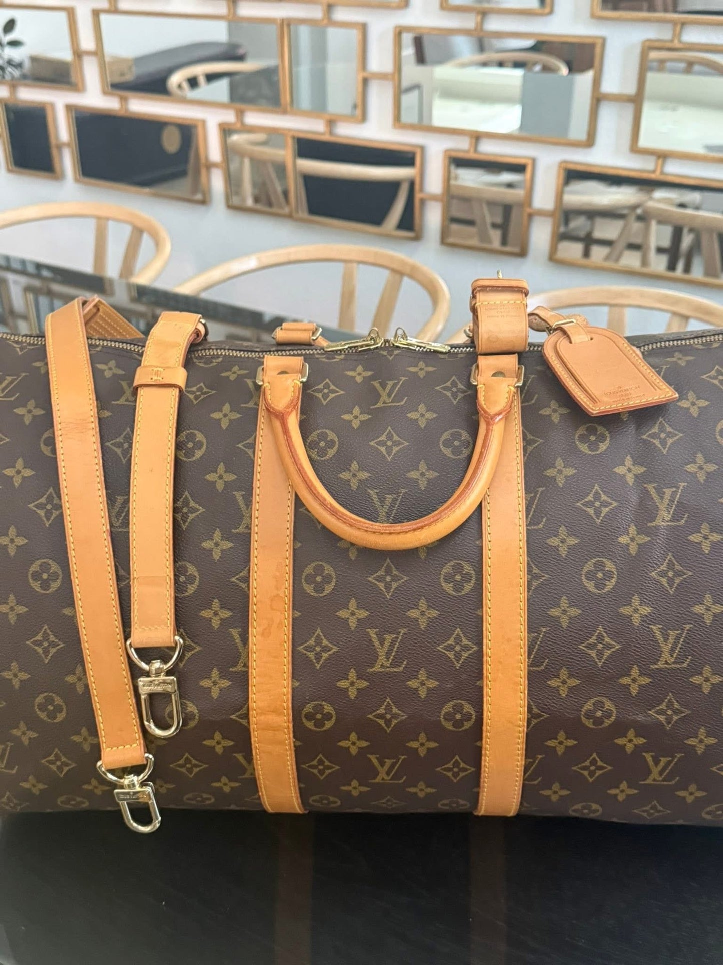 Keepall 55 Bandoulier with Original Strap, Luggage tag and Poignet 🗓️ Year: 1996
