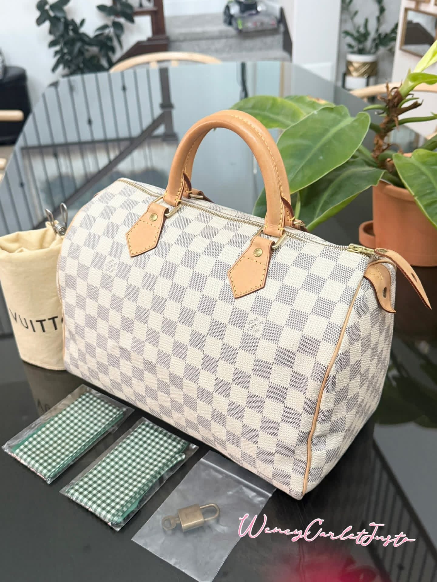 Speedy 30 in Azur with Lock 🔐 key, Dustbag and Non branded twillies -🗓️ Year: 2007