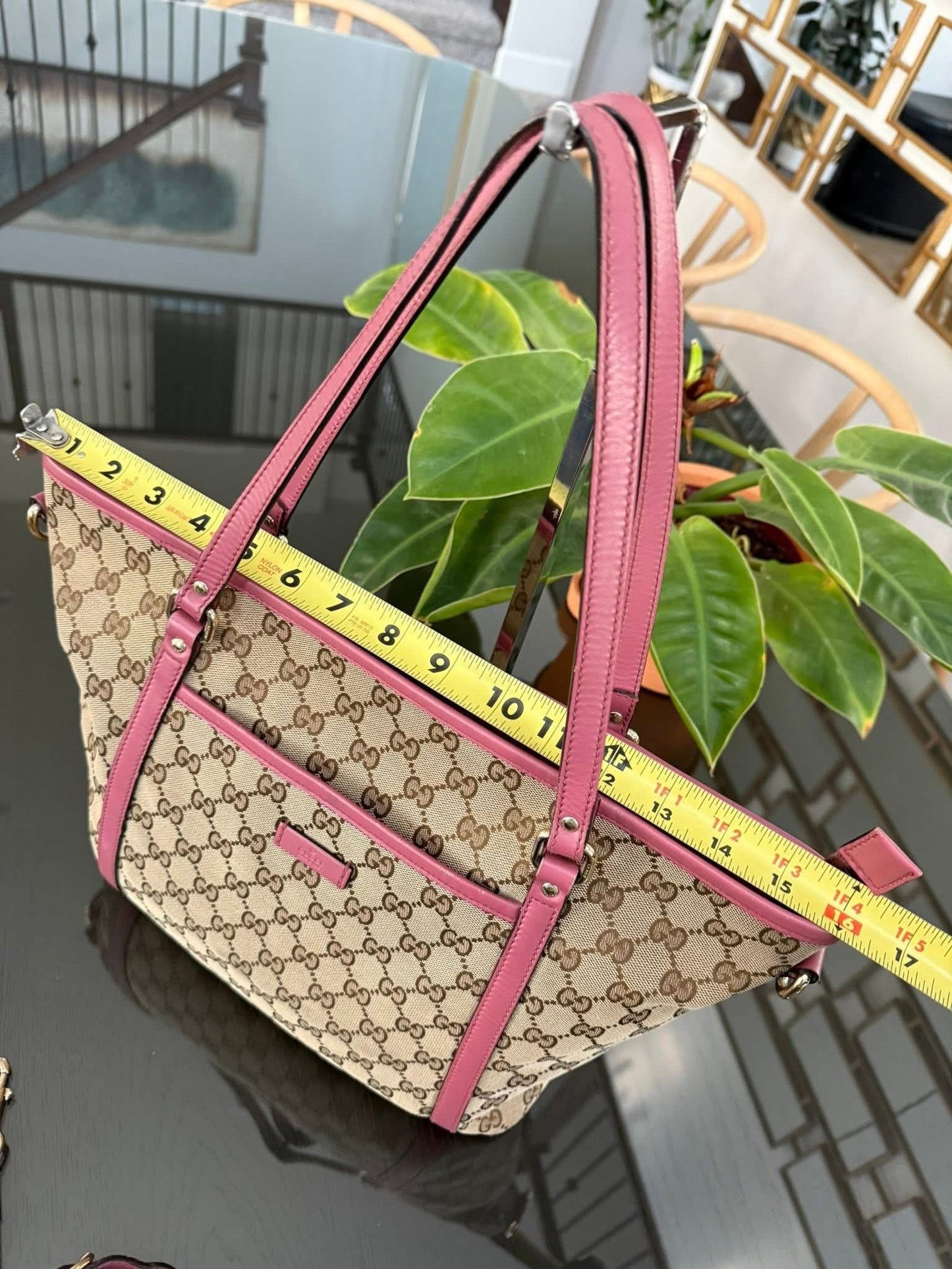 GG Pink Canvas Tote 2 Way Bag with Crossbody Strap 🗓️