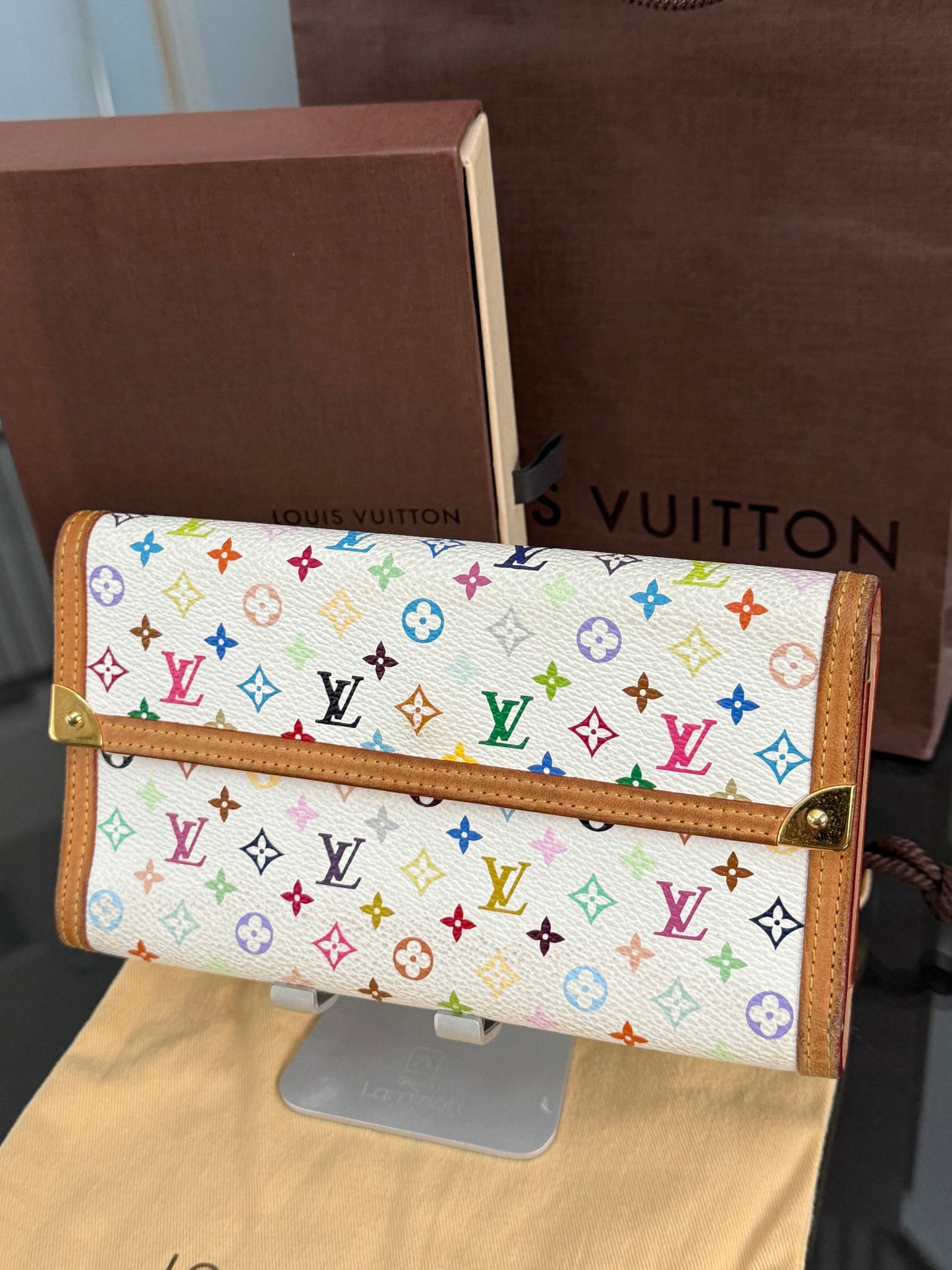Multicolor International Wallet in White with Box , Dustbag and Paper bag Year: 2006