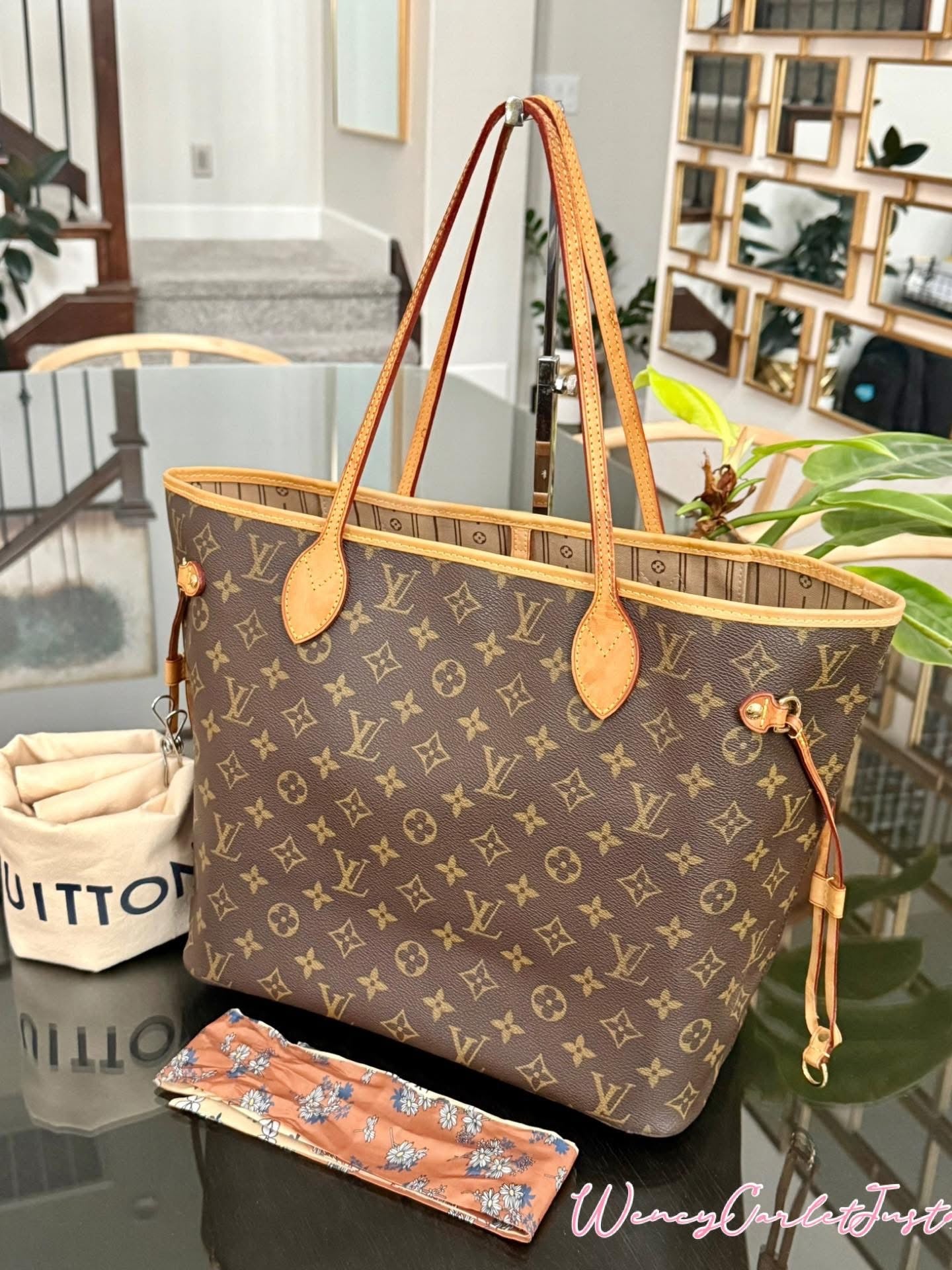 Neverfull MM Monogram with Dustbag and Non branded Twilly🌺 📅 Year: 2011